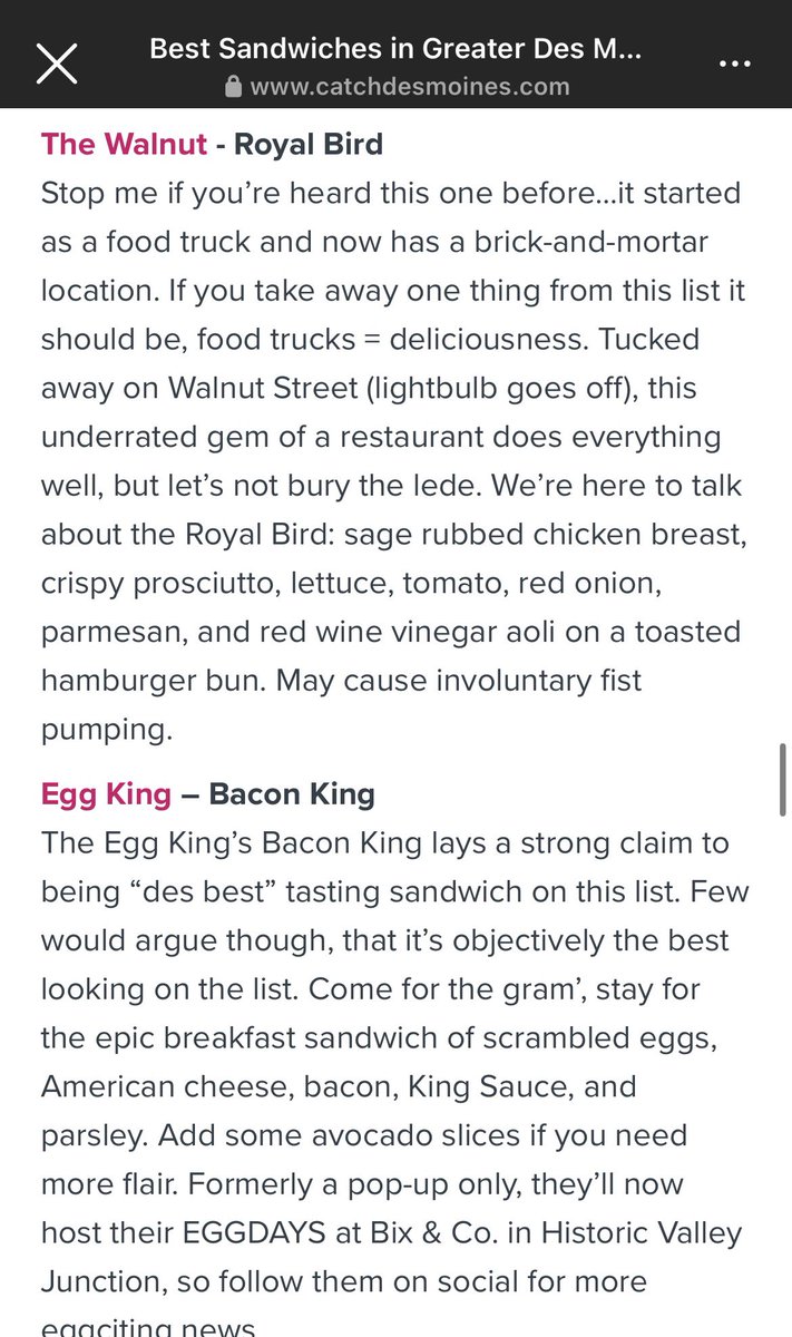 Best Sandwich in Des Moines?? You already know we on that list!!

@catchdesmoines #RoyalBird