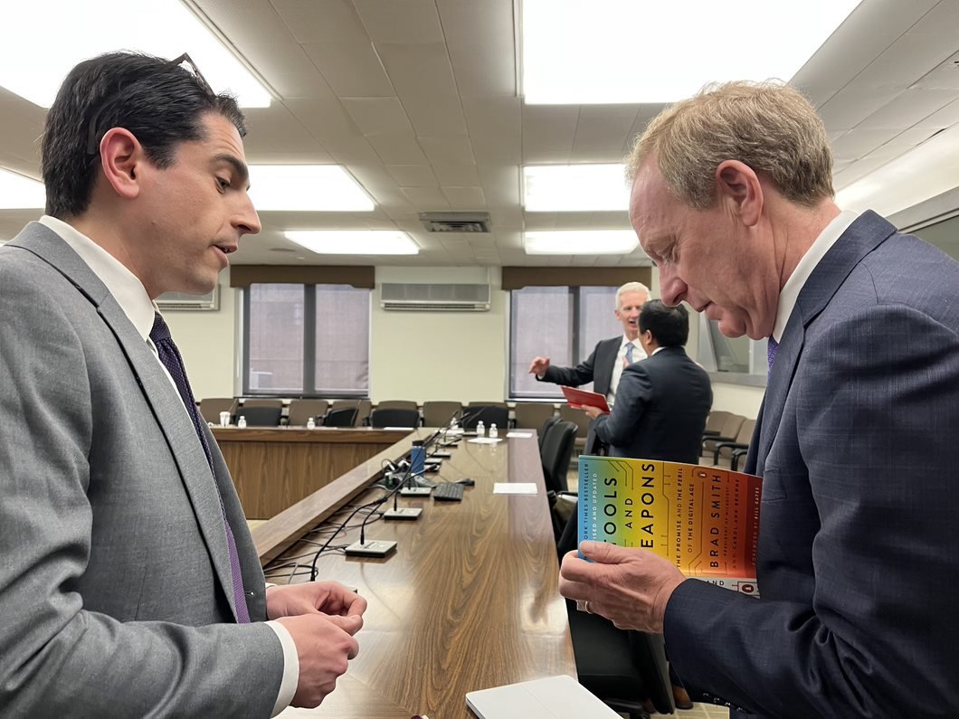 StateCDP's tweet image. We’re committed to solving 21st century challenges by strengthening the tech policy literacy of our diplomatic corps. We’re proud to launch our new tech speaker series w/ @Microsoft’s president @BradSmi, who highlights the power of partnerships in a dynamic, digital landscape.