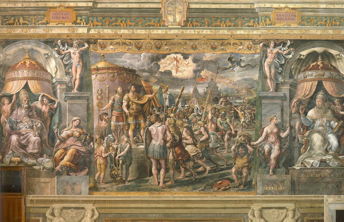 Frescos by Raphael in the Hall of Constantine, Apostolic Palace, Vatican City

Vision of the Cross
The Battle of the Milvian Bridge
Baptism of Constantine
Donation of Rome