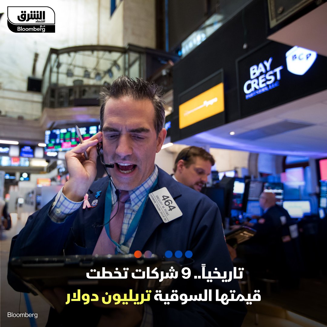 من بين آلاف الشركات المدرجة في البورصات حول العالم يوجد حاليا 6 شركات فقط تتخطى قيمتها السوقية حاجز التريليون دولار، بعد انضمام "إنفيديا" على خلفية قفزة قوية في سهم صانعة الرقائق الإلكترونية
1/12
#اقتصاد_الشرق