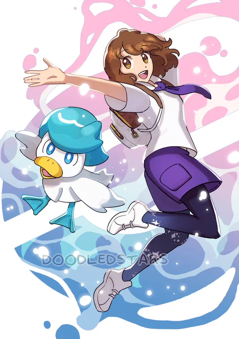 My Pokemon Violet character and Quaxly!