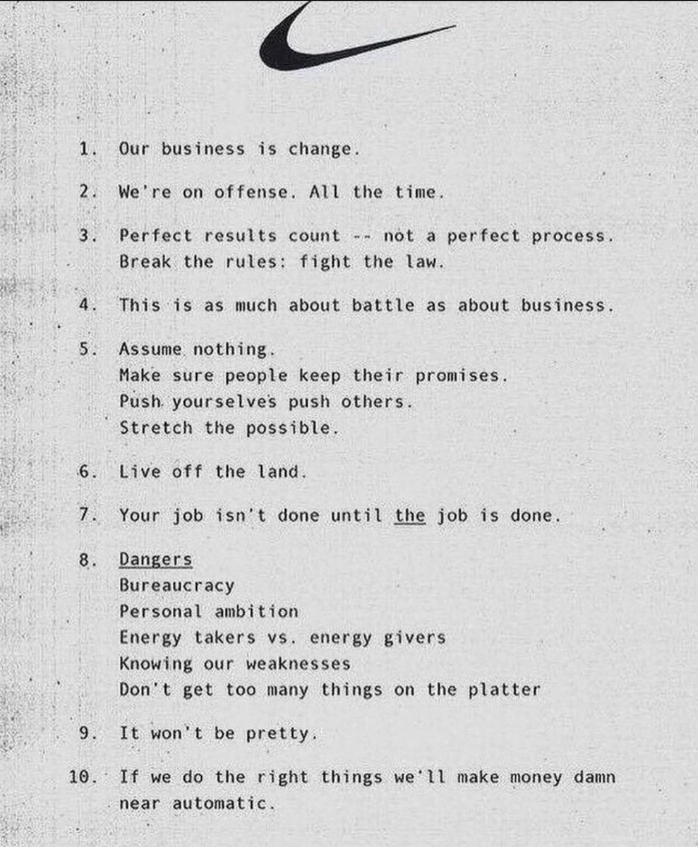 This always hits hard. Phil Knight / Nike’s original manifesto, 1980.