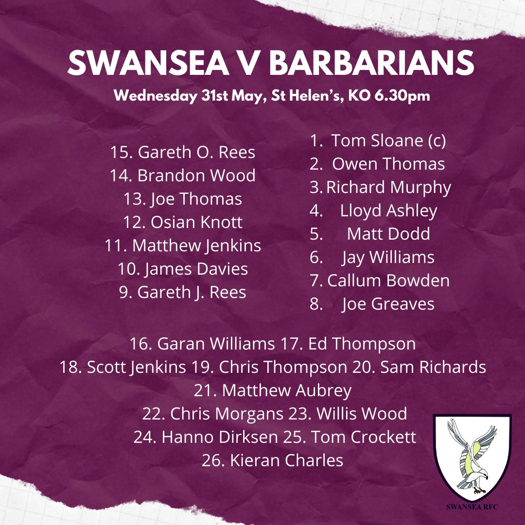 It’s all been leading to this. The team that will make history against @Barbarian_FC has arrived. Congratulations to all selected 👏🏼 Still haven’t got your tickets yet? There’s still time.. visitswanseabay.com/events/swansea…