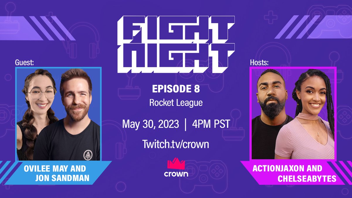 crownchannel's tweet image. 🌪️ TODAY: FIGHT NIGHT 🌪️

🔥 Hosts @actionjaxon + @chelseabytes
🔥 w/ @jonsandman + @ovileemay

🚗 ROCKET LEAGUE 🚗
Friends will become enemies.
Enemies will become friends.

📺 WATCH LIVE @ 4PM PT!