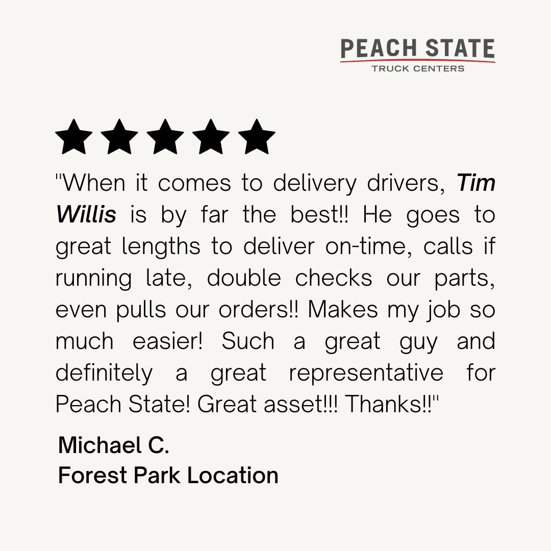 🌟 Our team at Peach State is here for you! Thank you for your five-star review!! 🌟
#TruckingIndustry #TruckerLife #PeachState #FiveStars