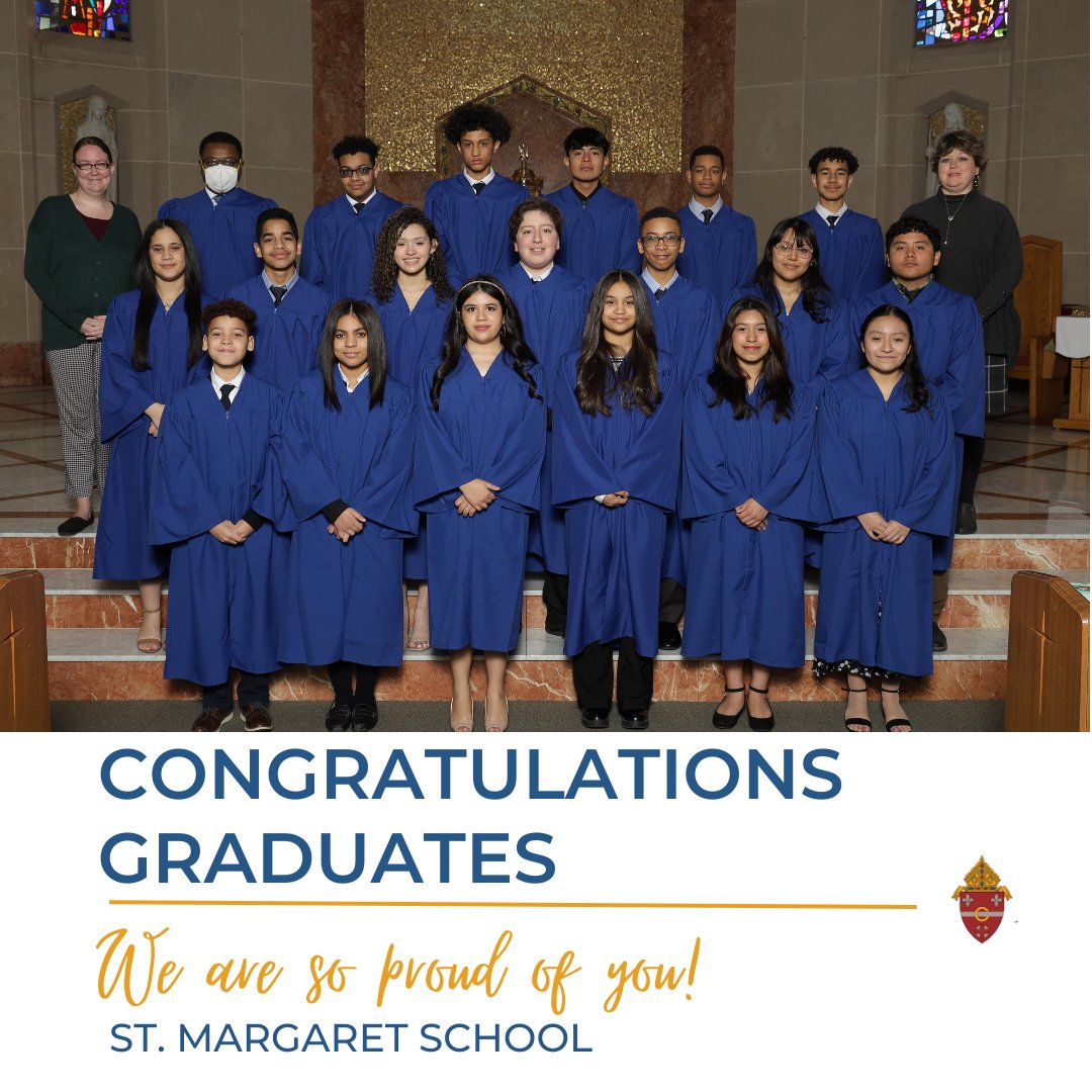 The Secretariat for Evangelization, Education, and Formation wishes to congratulate the graduates from Saint Margaret School Reading. Thank you to the teachers who helped to form these #saintsandscholars and to their parents for supporting Catholic education!