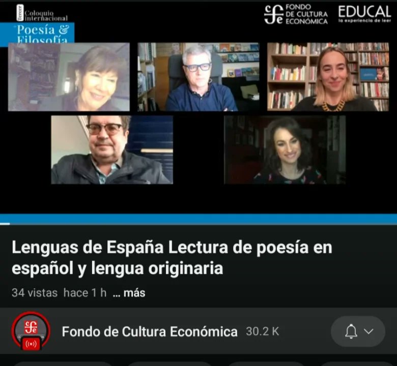 coloquiopyf's tweet photo. Mesa dos. Jornada virtual.
Lectura de poesía desde España.
Visita esta lectura virtual  transmisión vía @FCEMexico
https://t.co/QySkLVcFNF https://t.co/3eoW41BAHO