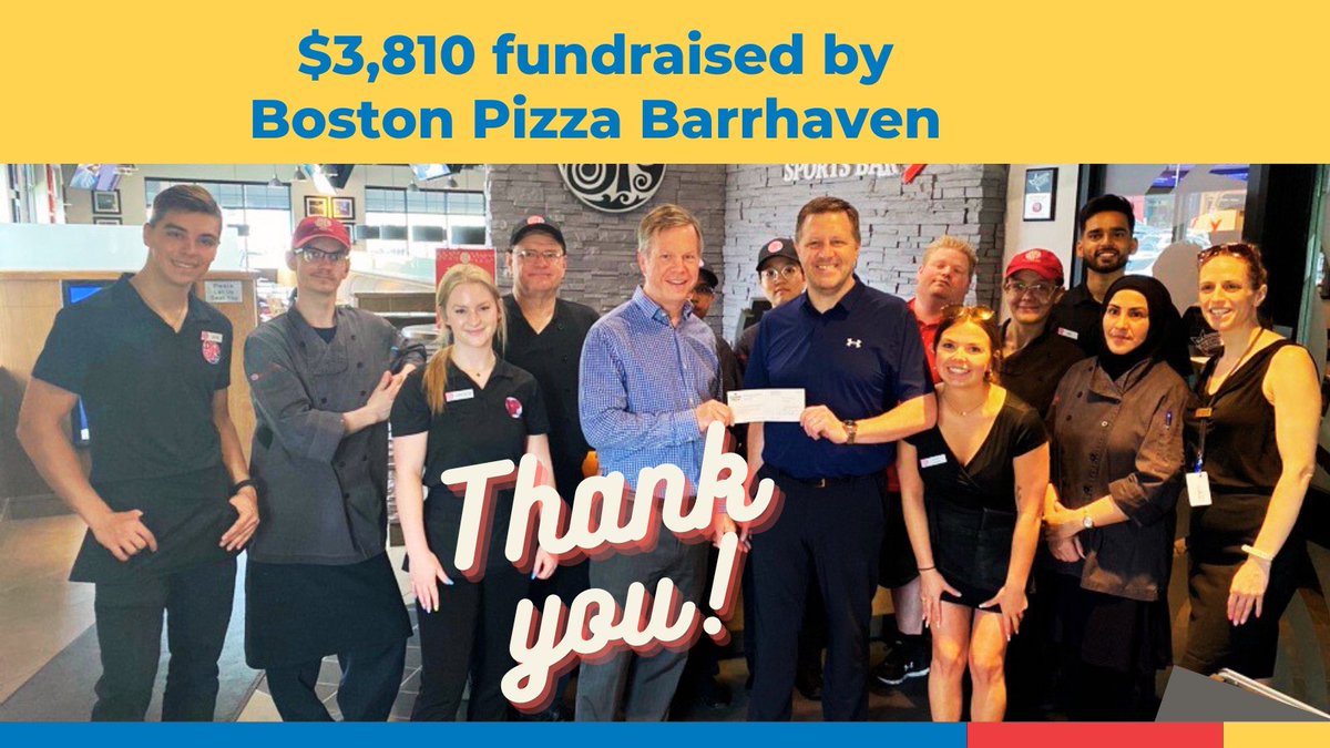 ❤️ HEARTFELT THANKS ❤️ to the incredible team at Boston Pizza Barrhaven, who raised $3,810 in the #BarrhavenCommunity for <a href="/CAFOttawa/">Children's Aid Foundation of Ottawa</a>. This directly supports kids involved with <a href="/CASO_SAEO/">The Children's Aid Society of Ottawa</a> for Educational, Mental Health and Youth Transitioning out of Foster Care.