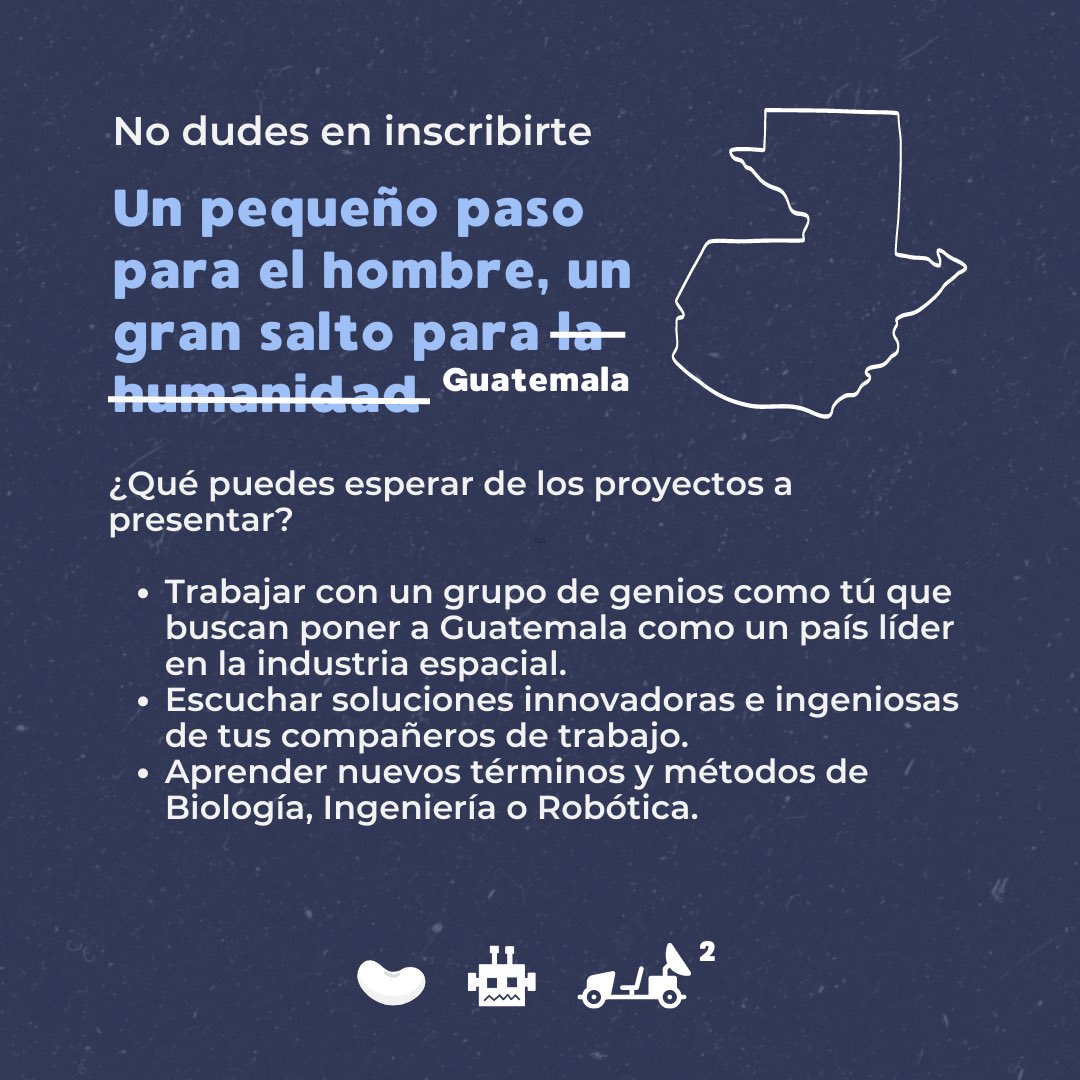 Lanzamiento de proyectos espaciales presenciales 💙🛰️

Inscríbete para recibir más información de los proyectos y oportunidades de publicación de Abstracts. Construye bloque a bloque el profesional que quieres ser 

🔗 Encuentra el link de inscripción en nuestra biografía