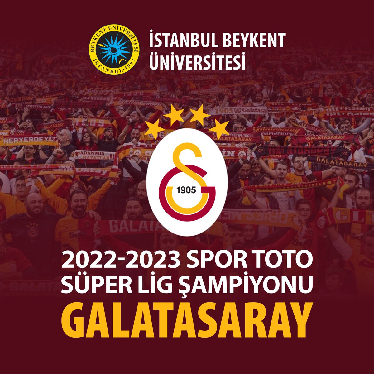 2022-2023 Spor Toto Süper Lig Şampiyonu Galatasaray’ı Kutlarız!

#İstanbulBeykentÜniversitesi