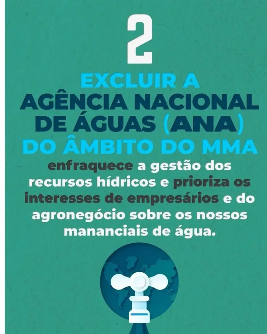 GiovanniMockus's tweet photo. O Congresso deve votar hoje a #MP1154 que reestrutura os ministérios definidos pelo governo. O texto aprovado em comissão retira o Cadastro Ambiental Rural, a gestão dos resíduos sólidos e a Agência Nacional de Águas, do Ministério do Meio Ambiente , além de tirar a demarcações de terras indígenas do Ministério dos Povos Indígenas
Precisamos lutar contra mais esse retrocesso, se queremos um país mais sustentável!
Crédito: @tuliogadelha