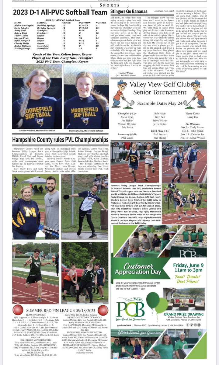 This week’s sports edition features Moorefield Stingers meeting ⁦@TheSavBananas⁩, Coaches USA Softball All-Stars, East Hardy quartet signs collegiate sports, PVL Track, All-PVC Softball Team & more ⁦@HardySchools⁩ ⁦@EastHardyHigh⁩ ⁦@MFLD_Athletics⁩