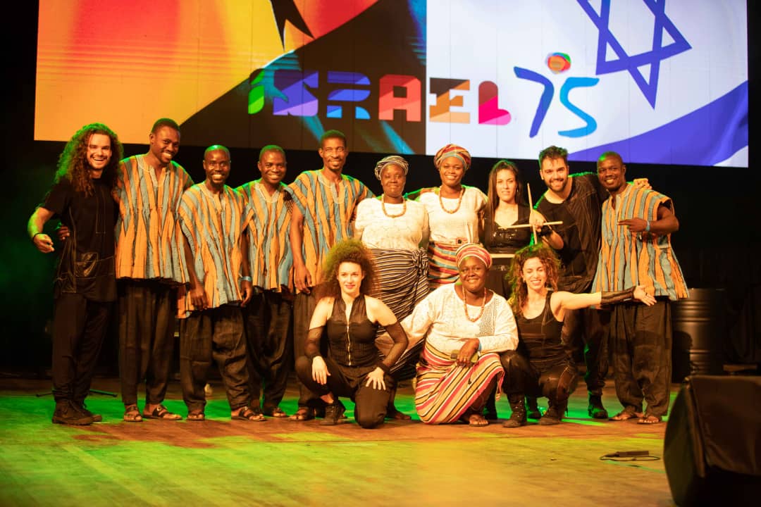 Images of The Ghana Dance Ensemble one of the resident groups of the National Theatre of Ghana in a performance with Tararam Dance and Music group from Israel during The Israel @75 Anniversary performance.