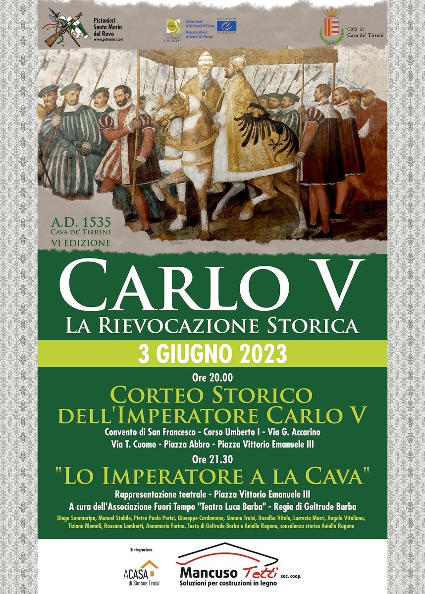 feudo996's tweet image. Il 3 giugno 2023 arriva a #cavadetirreni il corteo imperiale di Carlo V

#pistonieri #CarloV #Campania