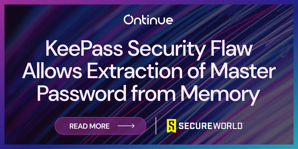 Users of the KeePass password manager are vulnerable to exploitation due to a recently discovered security flaw. Attackers can retrieve the cleartext master password from a memory dump. Read more here: bit.ly/45x7Qr3 #passwordprotection #cybersecurity