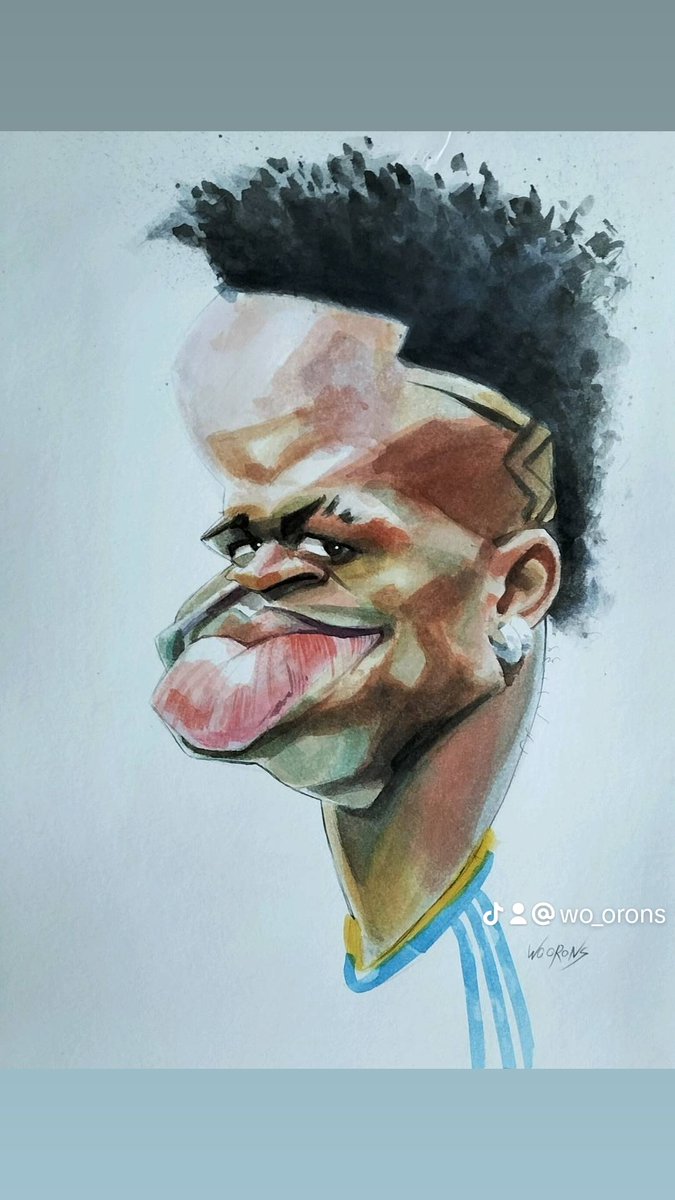 Caricatura de Vinicius terminada.
.
.
#watercolor #vinicius #realmadrid #viniciusjr #cartoonart #caricaturist #caricature #caricatura #futbol #sport #soccer #dibujoamano #artdrawing #traditionalpainting #traditionalart #traditional #watercolor #watercolors #watercolours #madrid