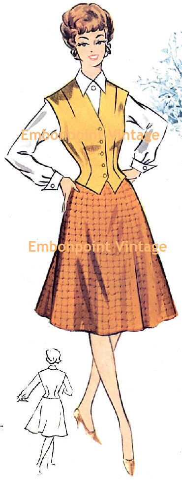 Plus Size (or any size) Vintage 1950s Skirt Pattern - PDF - Pattern No 93b Kimberly Skirt tuppu.net/ad5299ea #Etsy #EmbonpointVintage #plussizevintage #1950
