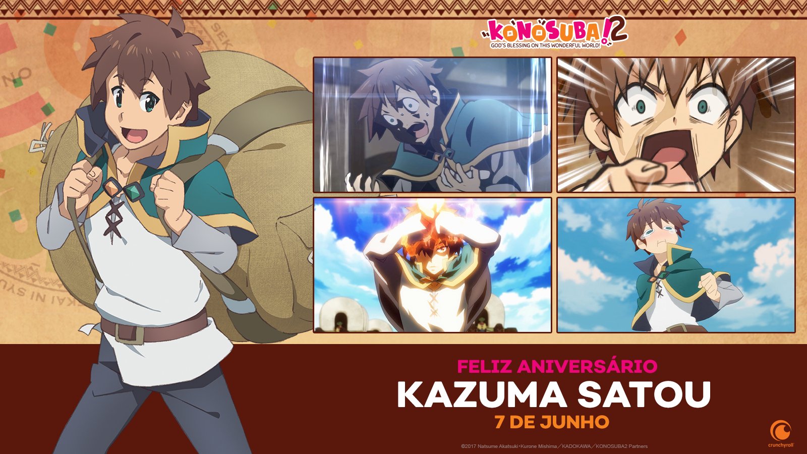 Crunchyroll.pt - (07/06) Feliz aniversário, Kazuma! 🎉🎉🎉 ⠀⠀⠀⠀⠀⠀⠀⠀⠀ ~✨  Anime: Konosuba