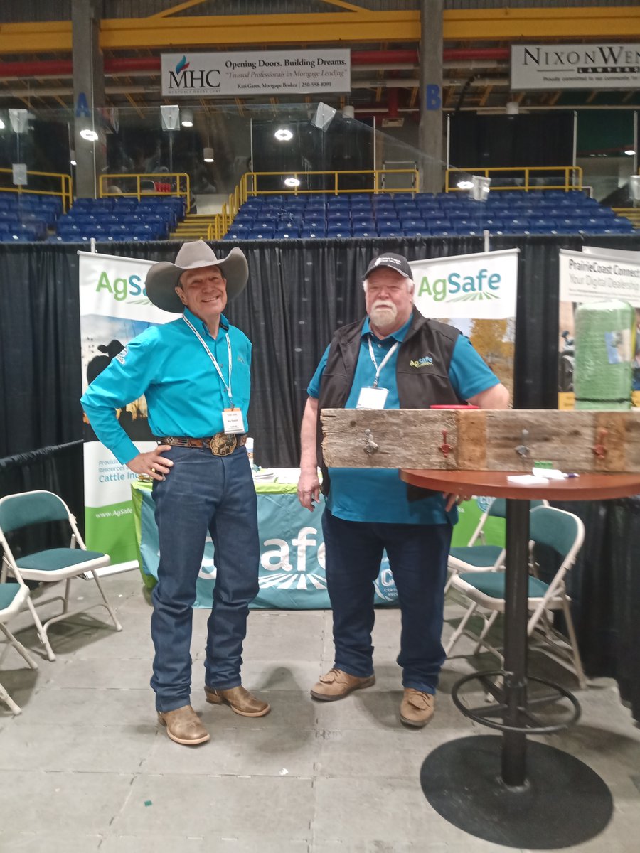 AgSafeBC's tweet photo. A lot of ranching safety knowledge between these two.
AgSafe's Reg Steward and Trevor Tapp at the 95th BC Cattlemen’s Association AGM & Convention hosted by the North Okanagan Livestock Association in Vernon, B.C.
#BCranching #ranchsafety #farmsafety https://t.co/2d9K7kbCVa