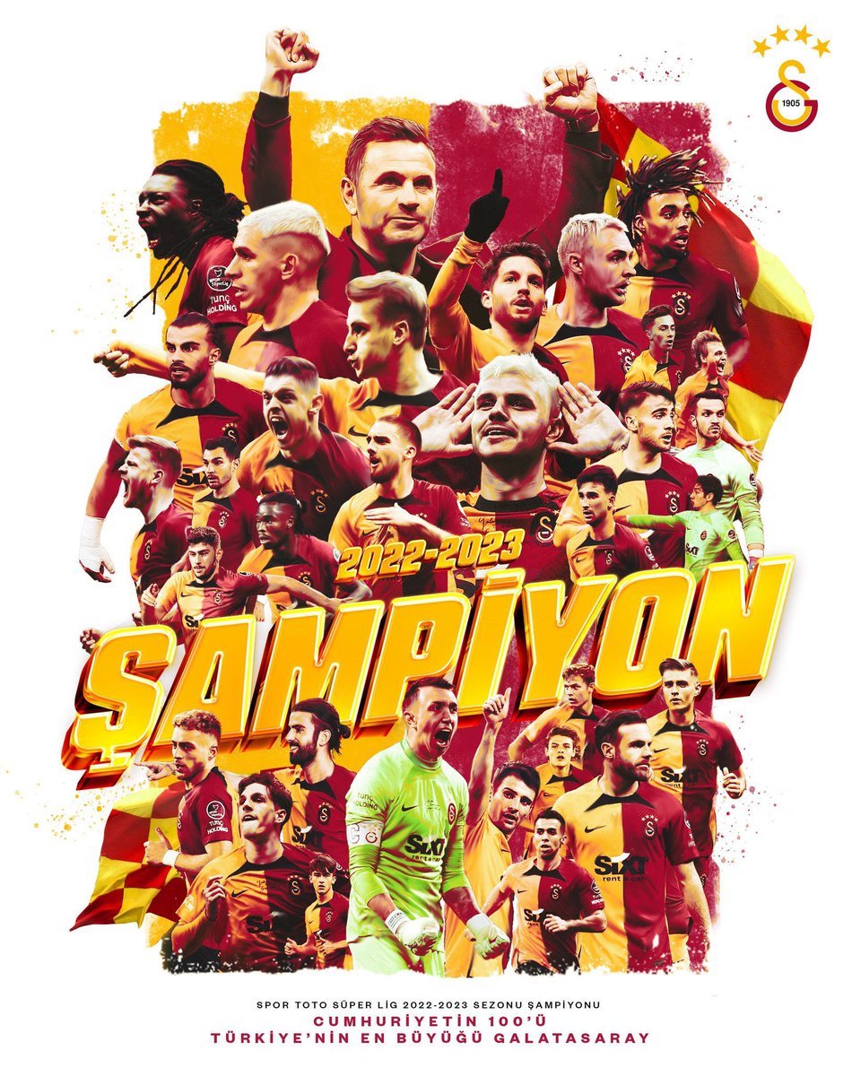 Süper Lig’imizde 2022-2023 sezonunu şampiyon tamamlayan Galatasaray’ı can-ı gönülden kutluyorum.

Taraftarıyla, futbolcusuyla, yönetimiyle, teknik ekibiyle Galatasaray camiasını tebrik ediyorum.