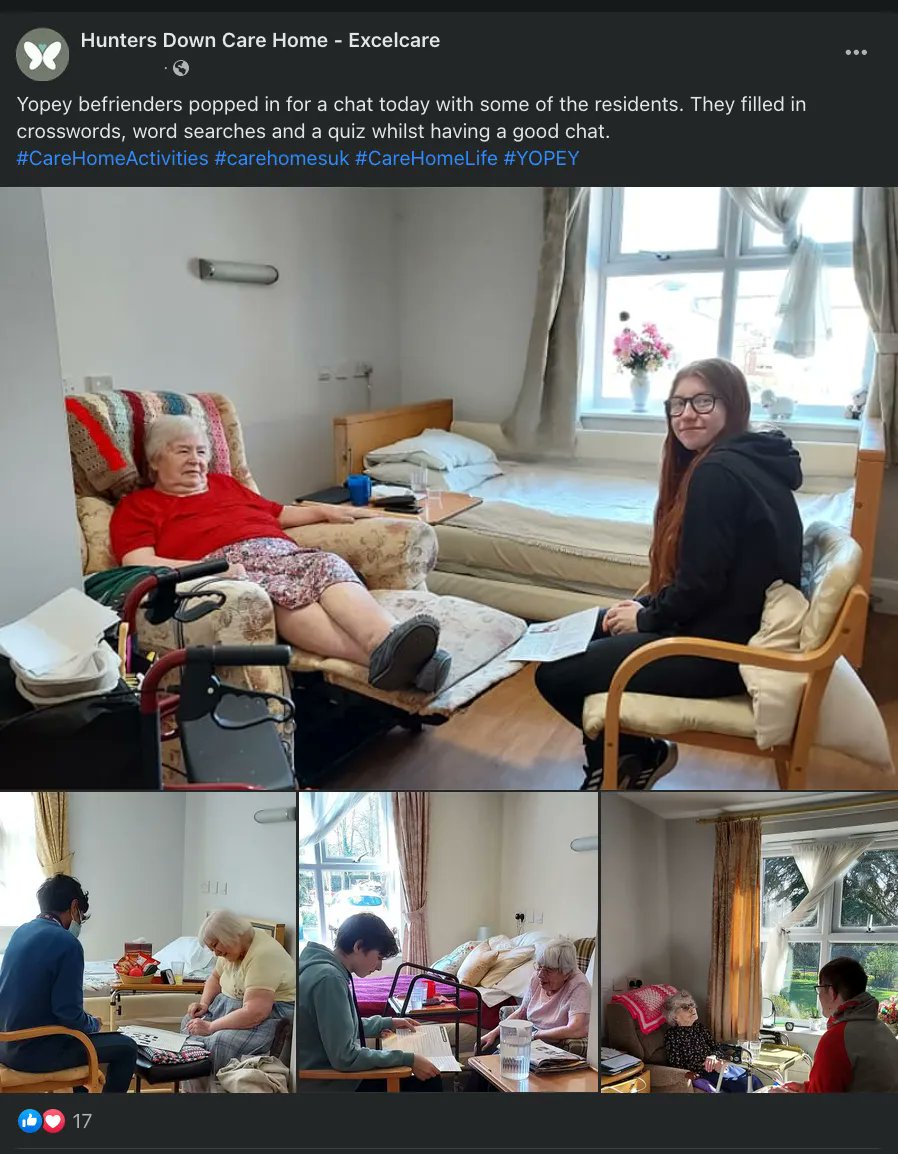 YopeyCharity's tweet photo. We have been working with @excelcareuk since autumn.

In that time #youngpeople from Huntingdon's @CRC_College &amp; @HBK_School have been visiting residents at Hunters Down #carehome.

Here's a post from Facebook demonstrating what a success the partnership has been:

No #GenGap https://t.co/VxdRdkRLkW