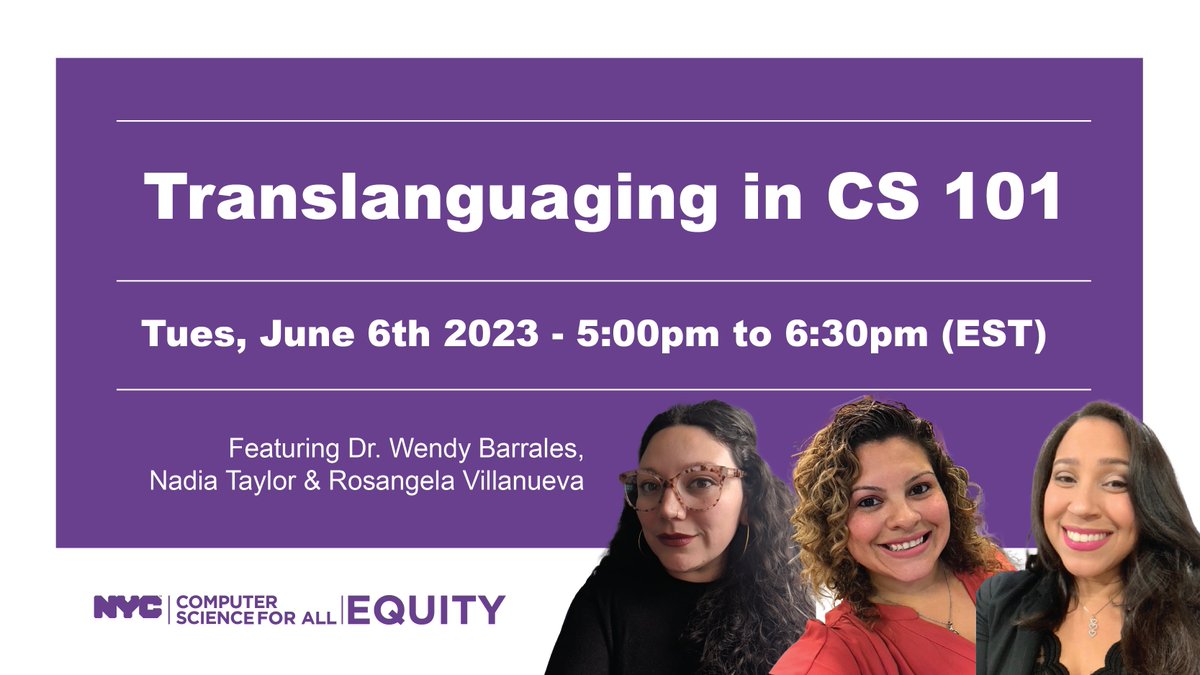 CCrawfordTech's tweet image. Translanguaging ≠ translation. Learn what it is &amp;amp; what it is NOT in this intro session for all. Explore how you can joyfully engage all kids (no matter what languages they speak) in CS.  (NEW time 👀5-6:30 pm Tues., June 6.) @CSforAllNYC🔥Register↙️ bit.ly/TRANSLANGJUN6R…