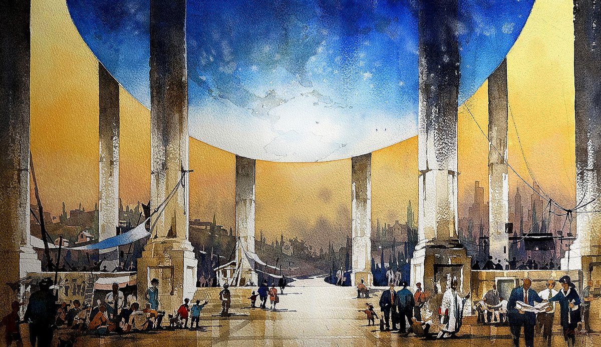 twschaller's tweet image. Thanks so much to juror Stephen Zhang and the San Diego Watercolor Society for selecting my painting "Senatorial" for their 43rd Annual International Exhibition.  @TheSDWS  #architecture #imagination