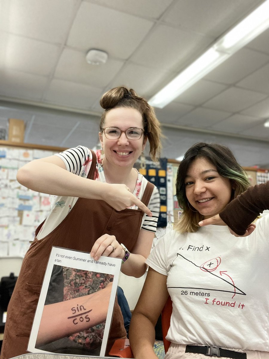 MathWithMrsV's tweet image. Her shirt + my sign = math fun!  #teach180 #iteachmath