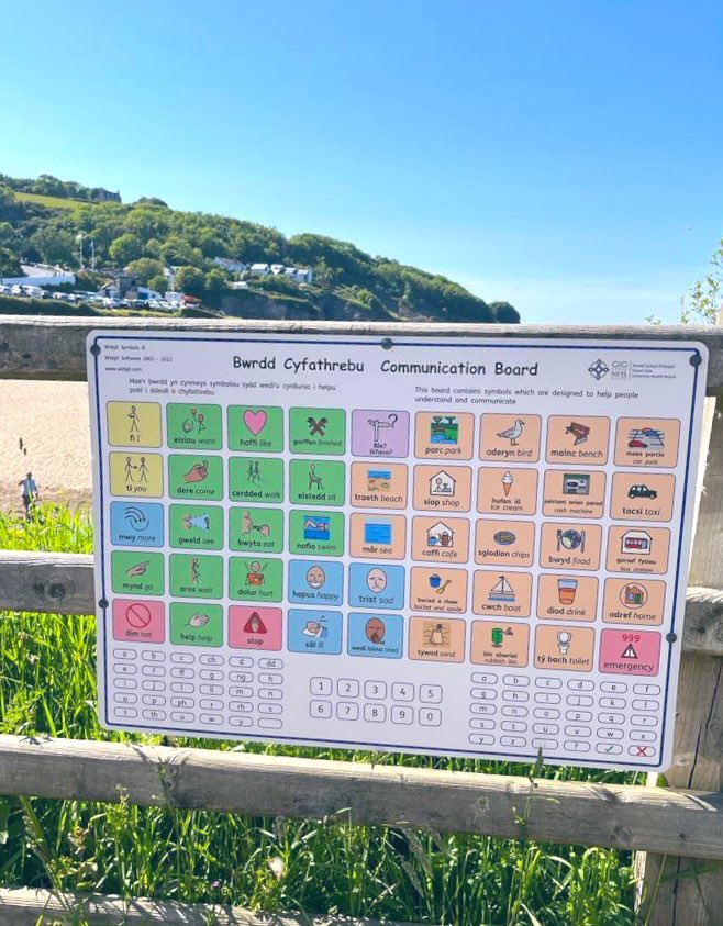 It was great to see a communication board available at Aberporth Beach on Saturday. I would imagine the ice cream symbol had been well utilised! ☀️ Wales striving towards meaningful #inclusivecommunication using #AAC tools. 👌🏼 @RCSLT @RCSLTWales