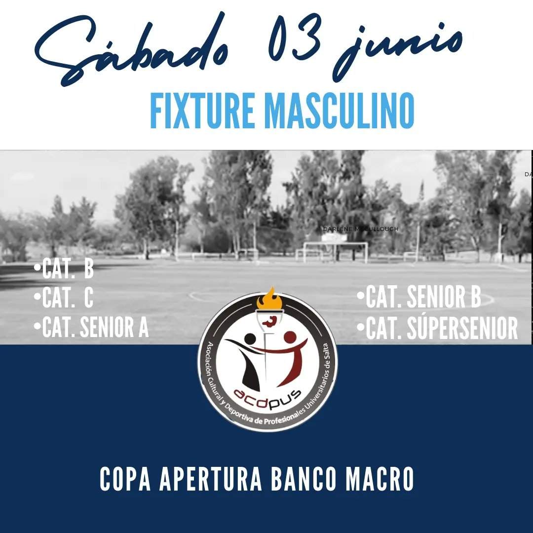 acdpus's tweet photo. ⚠️FIXTURE MASCULINO SÁBADO 03 de JUNIO⚠️
[COPA APERTURA BANCO MACRO]Ⓜ️
#LaLomaSalta🏳 #FutbolProfesionalesSalta📍 #Argentina 🇦🇷 https://t.co/ZcXr3hUusa