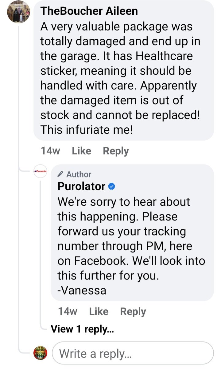KyidaSaBC's tweet photo. Purolator fb comments https://t.co/oY1YOk4ZQ3