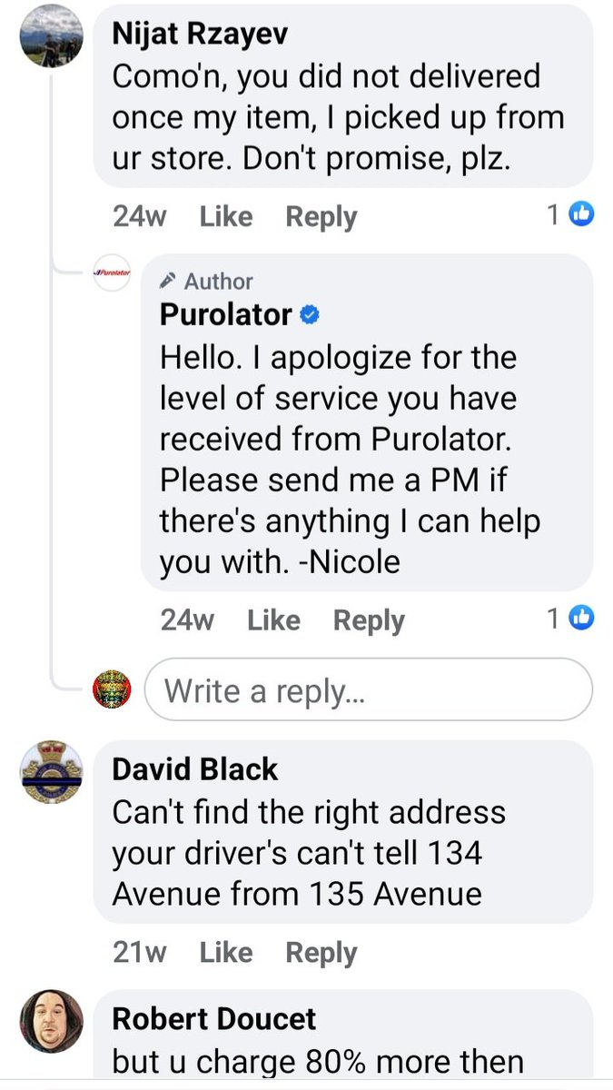 KyidaSaBC's tweet photo. Purolator fb comments https://t.co/n2LQBLMNB7