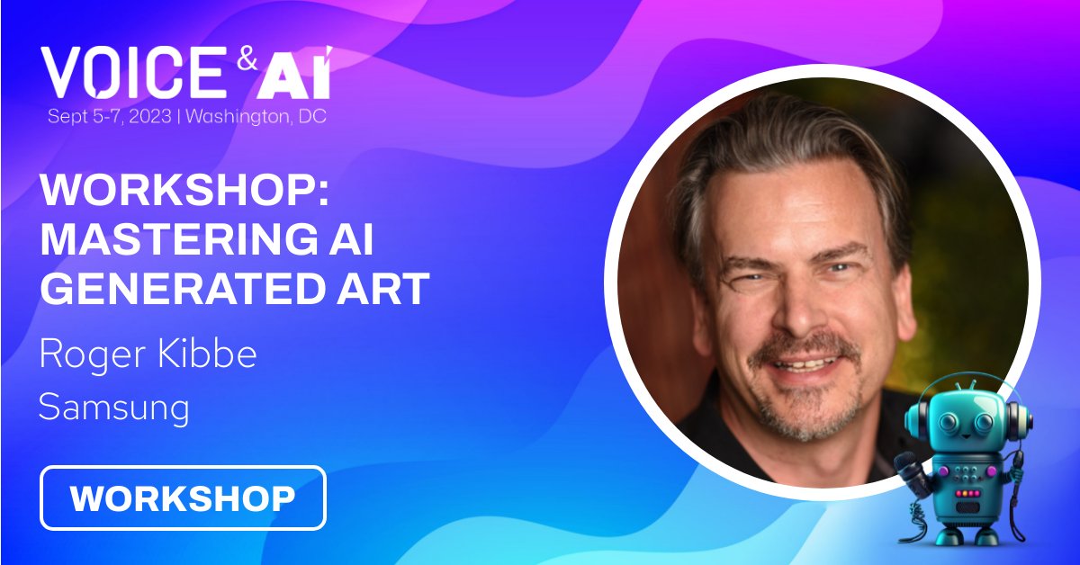 Join us in Sept for the Voice & AI conference. I'm thrilled to be leading a Generative AI Art workshop and excited to listen and learn from a fantastic lineup.

Early bird discounts end tomorrow - voiceand.ai/2023-tickets

#VOICEandAI #GenerativeAI #LLM