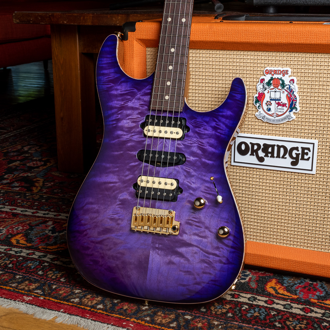 Featuring a Hand-Selected Quilt Maple Top, finished in Trans Purple Burst, atop a roasted swamp ash body, CME’s product buying team carefully selected our favorite specs on this @SuhrCustom Modern HSH, contact us today to learn more! bit.ly/2X6F5CW #Suhr #CMEexclusive