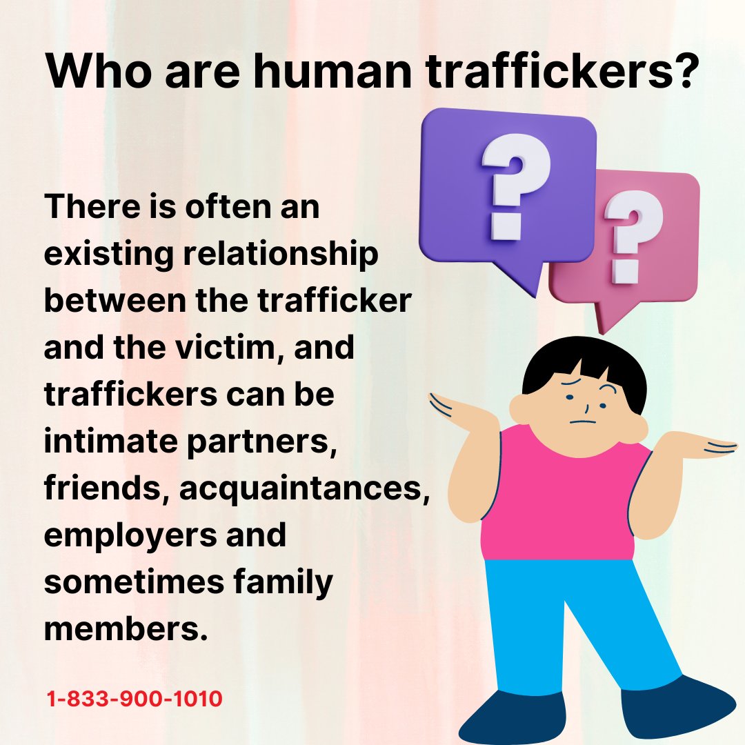 Canadian Centre to End Human Trafficking (@thecanadiancntr) on Twitter photo There is no one stereotypical trafficker; they can be of any gender, age or background. However, data suggests that most traffickers identified by police in Canada are male, and 51% of traffickers are under 25. 
#EndHumanTrafficking There is no one stereotypical trafficker; they can be of any gender, age or background. However, data suggests that most traffickers identified by police in Canada are male, and 51% of traffickers are under 25. 
#EndHumanTrafficking