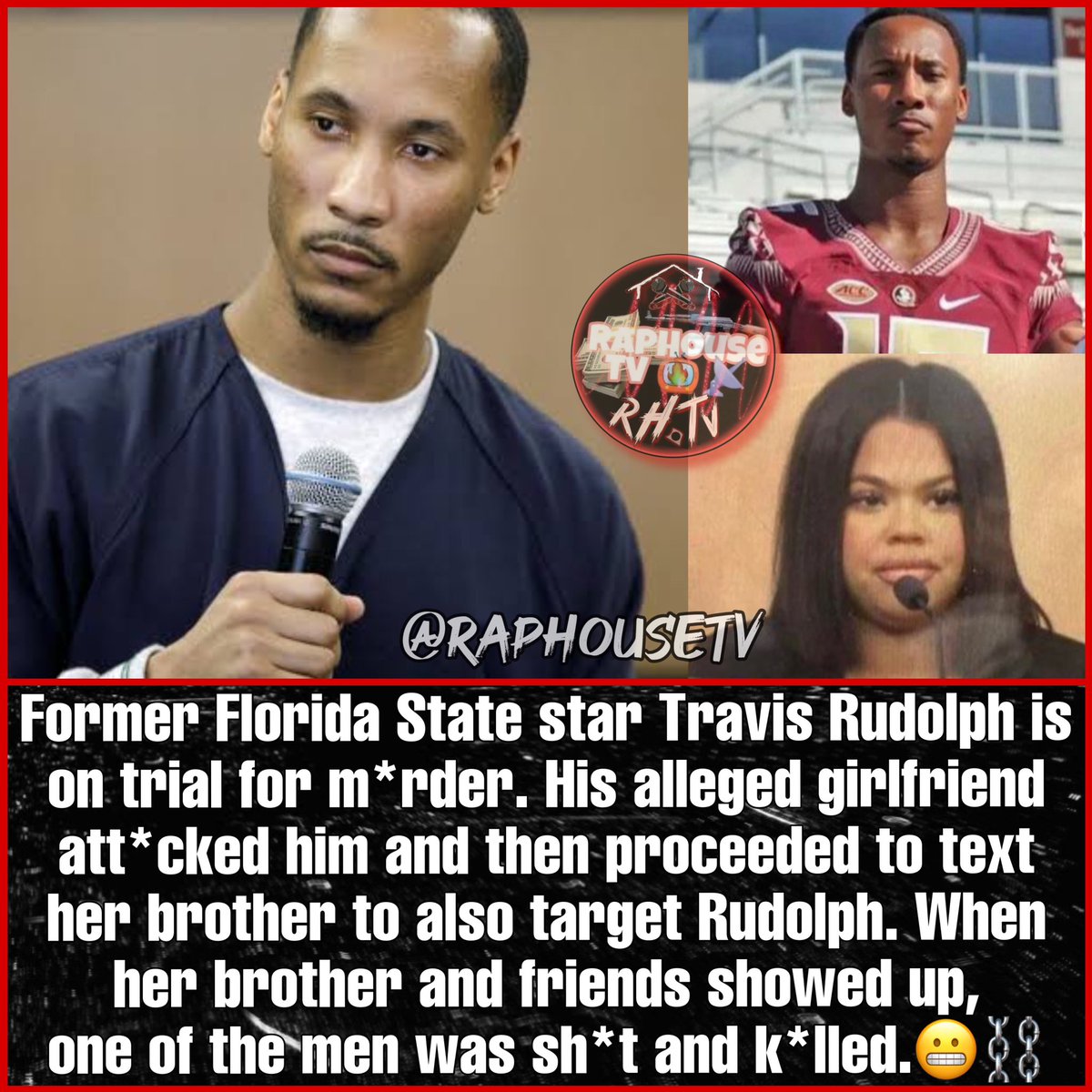 Former Florida State star Travis Rudolph is on trial for murder. His alleged girlfriend attacked him and then proceeded to text her brother to also target Rudolph. When her brother and friends showed up, one of the men was shot and killed.😬⛓️