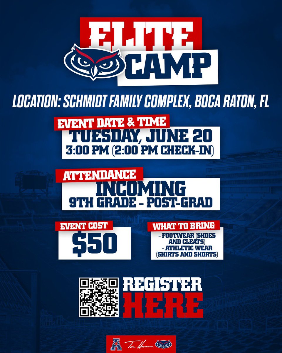 Keep signing up for Tom Herman Football Camps‼️🦉🌴 
Going to be ballers everywhere. 
Link: TomHermanFootballCamps.com