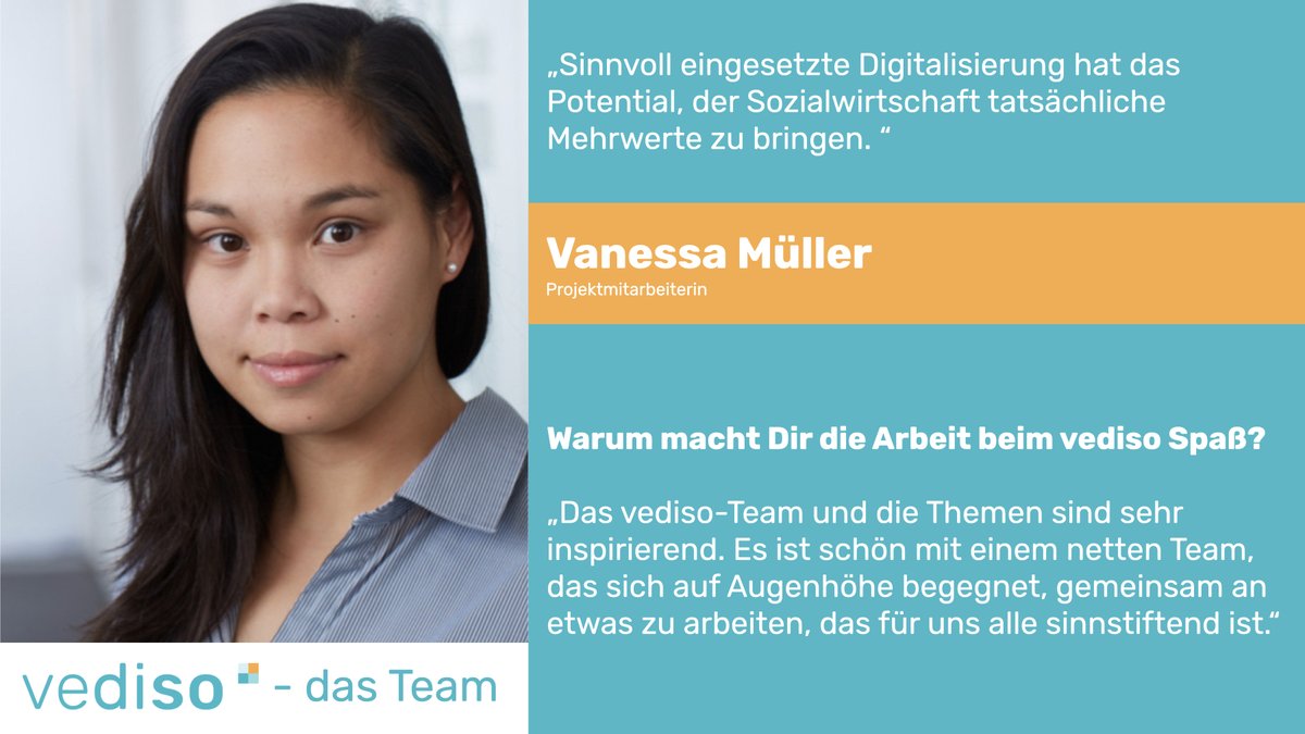 Wir möchten euch heute ein neues Gesicht im vediso e.V.-Team - VanessaMüller vorstellen! Sie unterstützt uns im Projekt pulsnetz MuTiG und im Projekt IKS. Herzlich willkommen, Vanessa! Schön, dass du da bist!