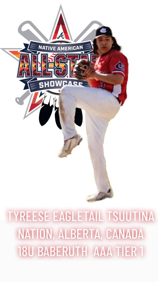 Congratulation’s to Tyreese Eagletail from Tsuutina Nation, Alberta, Canada, who was selected for the NATIVE AMERICAN ALLSTAR SHOWCASE Hosted by the Atlanta Braves MLB for the second straight year.
#NativePreps
