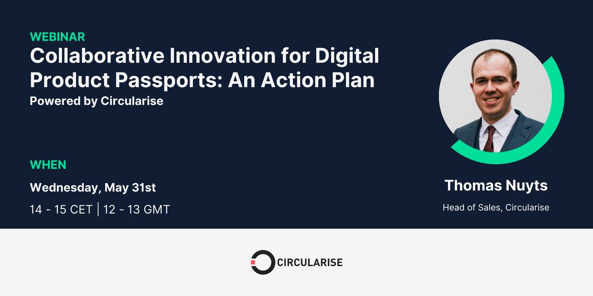 Tomorrow, from 14 to 15 PM, @circularise is hosting a webinar. Thomas Nuyts will discuss the implementation of Digital Product Passports (#DPPs). Feel free to join: tinyurl.com/w844jn4y