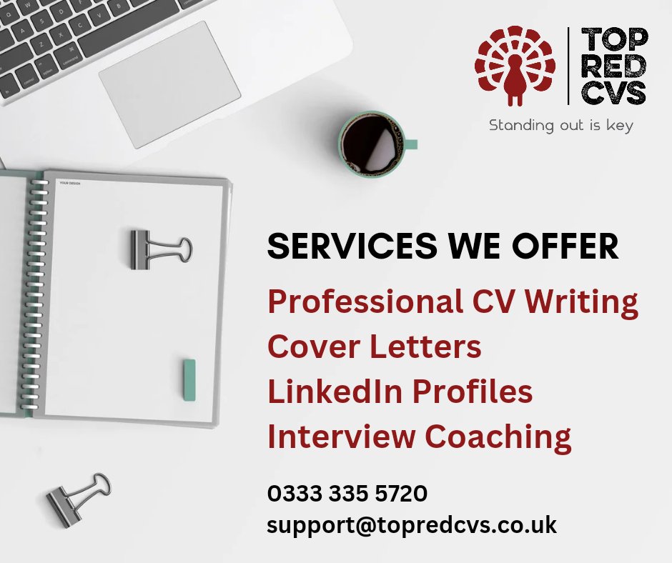 For more information give us a call on 0333 335 5720 or email support@topredcvs.co.uk

#cv #curriculumvitae #resume #recruitment #jobs #jobsearch #employment #interview #newjob #jobhunt #linkedIn #branding #marketing #smallbusinessuk #education #ukbased #cvwriting #work
