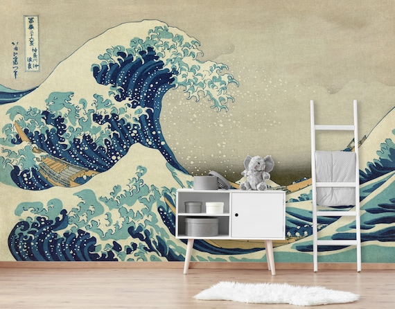 Great Wave Wallpaper Wall Mural Wave Wallpaper etsy.me/2CTFuP7 #greatwavewallpaper #wallmural #wavewallpaper #largewallart @etsymktgtool