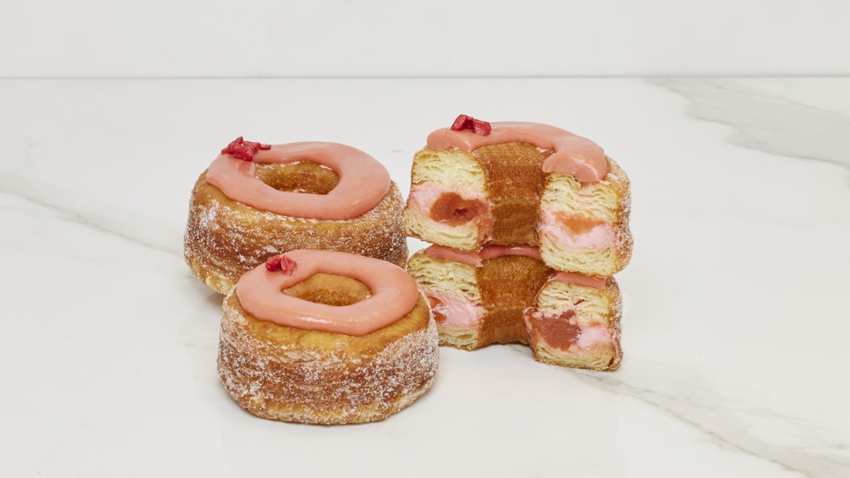 Introducing our June Cronut® of the month- Guava and White Chocolate Raspberry at @DominiqueAnsel Bakery. Arriving June 1st, this delicious Cronut® is filled with guava jam and white chocolate raspberry ganache ✨