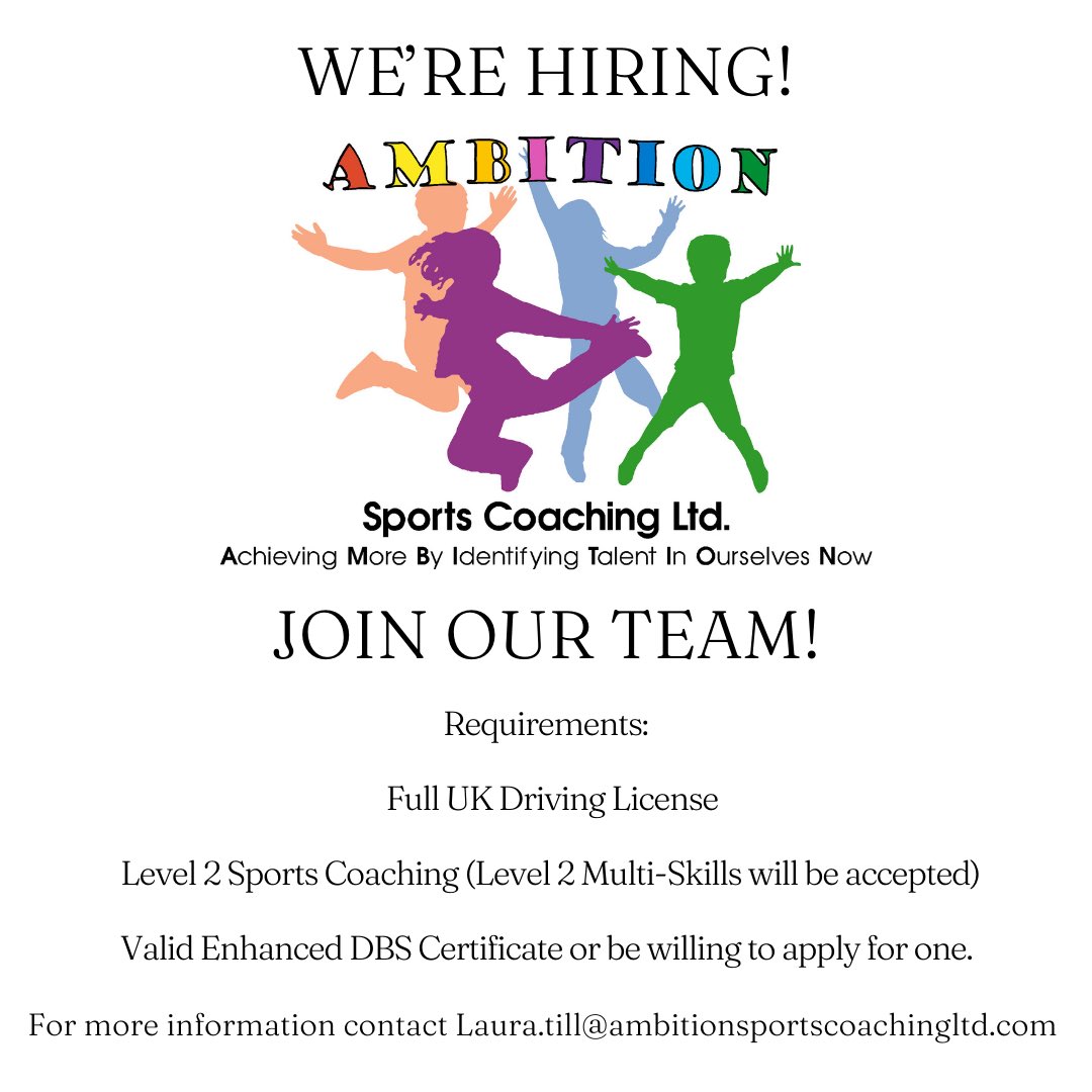 We’re hiring!

#leicesterjobs #SportsTalk #coaching #sports #leicestershire