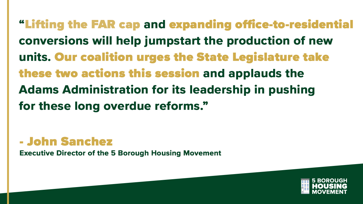 Our city’s housing crisis will only get worse if Albany fails to act.

Today we joined <a href="/NYCMayor/">Mayor Eric Adams</a>, <a href="/MTorresSpringer/">Maria TorresSpringer</a> and other community leaders to urge lawmakers to address our housing crisis by the end of the legislative session. Read <a href="/NYCMayorsOffice/">NYC Mayor's Office</a>: bit.ly/3IIP1Hh