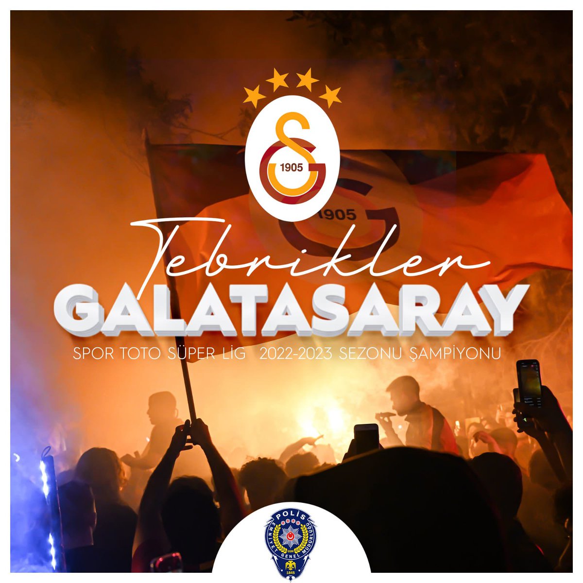 🏆 Şampiyon #Galatasaray... ⚽ Spor Toto Süper Lig 2022-2023 sezonunu birincilikle bitiren Sarı Kırmızılıları kutluyoruz👏