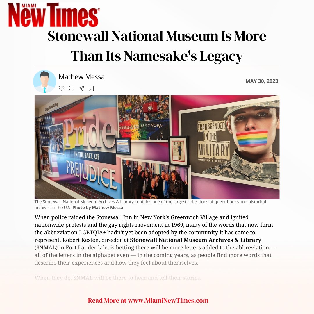 MuseumStonewall's tweet photo. Preserving History, Celebrating Diversity, and Building a Community at Stonewall National Museum 🏳️🌈✨ Read the full article here 👉 https://t.co/BHw00KC7ED
@miaminewtimes #pridemonth #SNMAL #stonewalllibrary #stonewallmuseum #stonewallarchive #lesbian #gay #bisexual #trans #queer https://t.co/Gl1ljfSiXI