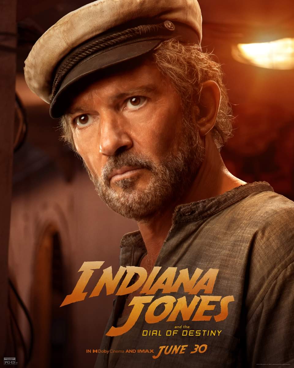 Character #Posters for #JamesMangold's #IndianaJonesAndTheDialOfDestiny featuring #HarrisonFord #PhoebeWallerBridge #MadsMikkelsen & #AntonioBanderas hitting theaters on June 30th.🤠