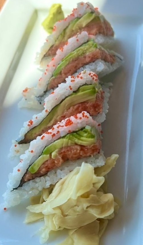 New to the #sushi menu at Nancy's: sushi sandwich (pictured), coconut roll. #OakBluffs #waterview #restaurant