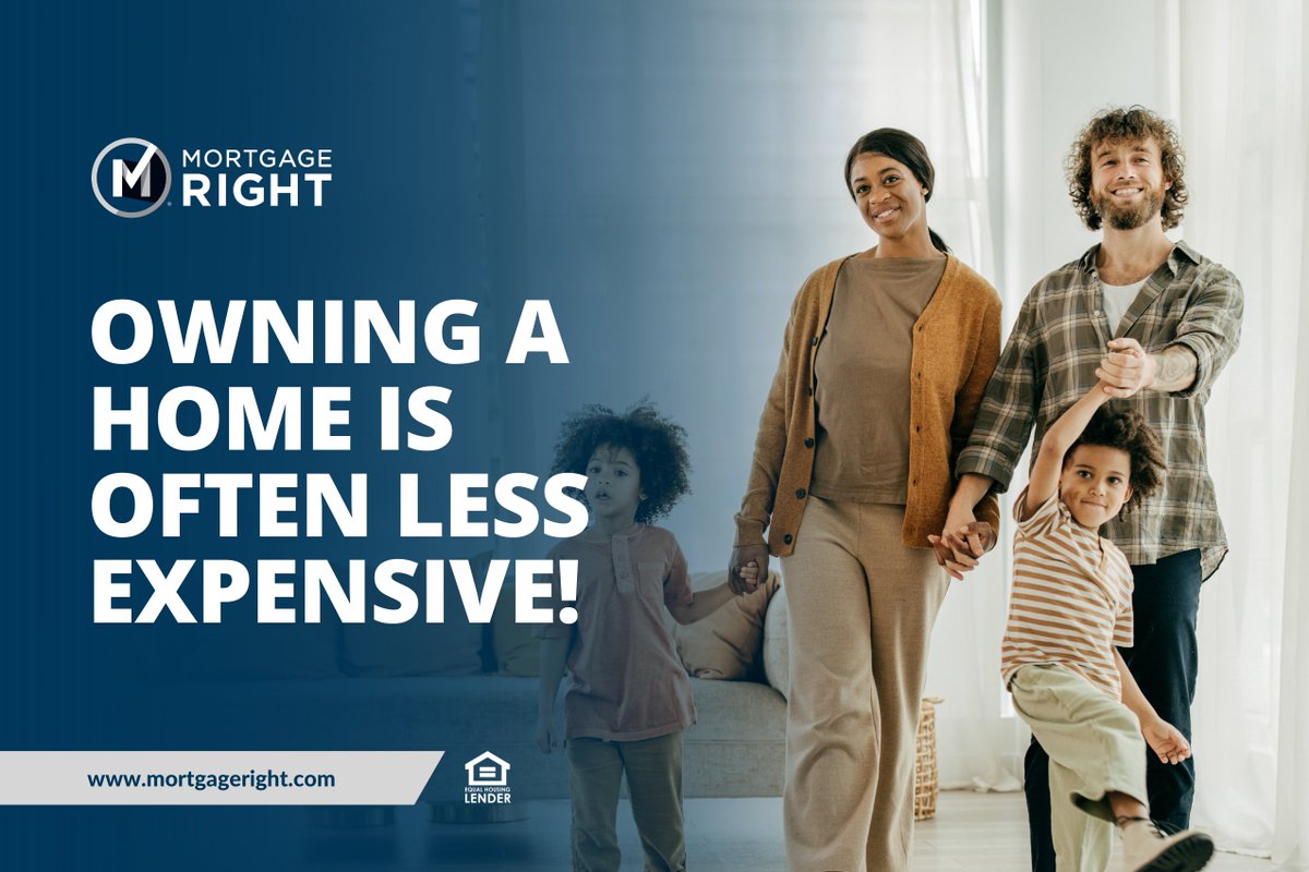 Did you know that owning a home is often less expensive than renting in the long run? Let MortgageRight help you find the right mortgage to make your homeownership dreams a reality. #Homeownership #MortgageRight